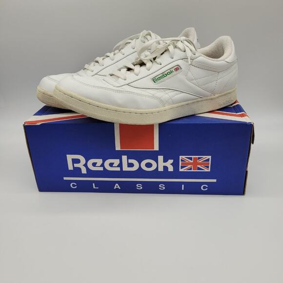 REEBOK Classic Club C-Wide Tennis Sneakers White/Green Style #6-21195 - Size 15